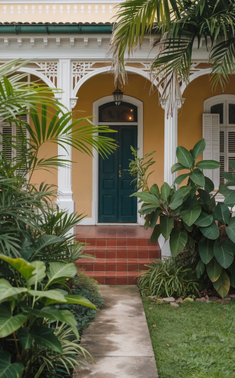 tropical entrance front garden